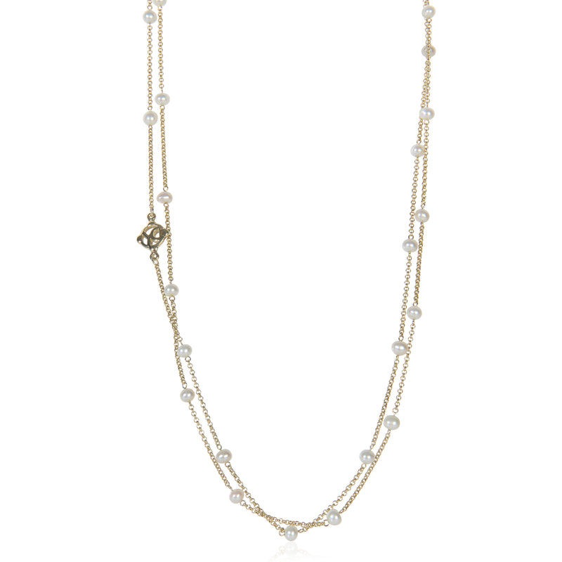 David Yurman Yellow Gold Pearl Necklace fv