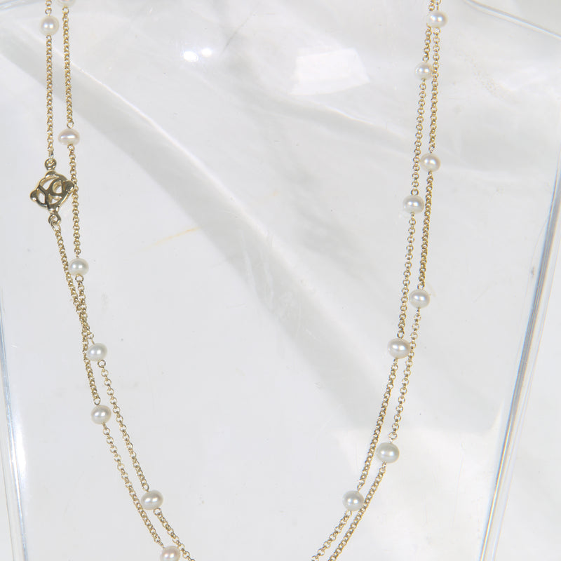 Yellow Gold Pearl Necklace