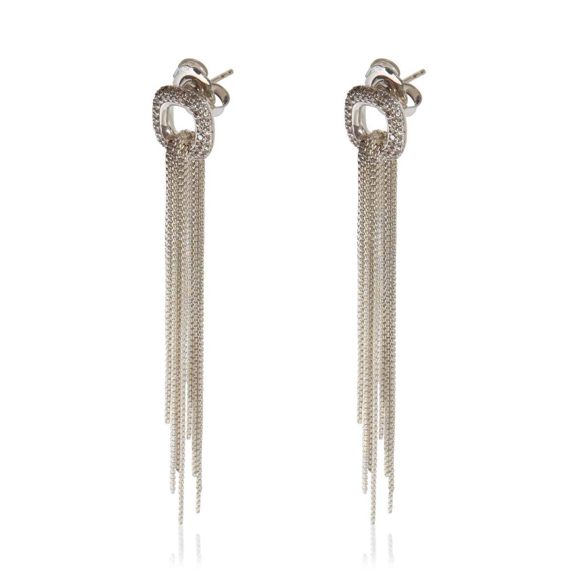 David Yurman Sterling Silver Diamond Fringe Earrings sv