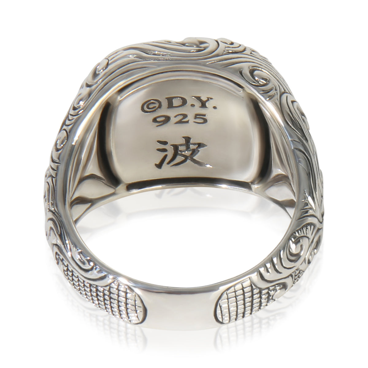 Sterling Silver Onyx Waves Signet Ring