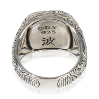 Sterling Silver Onyx Waves Signet Ring