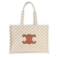 White Triomphe Canvas Large Cabas Thais Tote