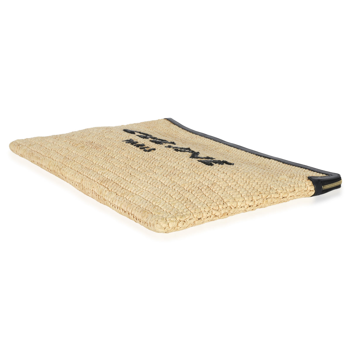 Celine Beige Raffia Sequin Logo Clutch Handbag box