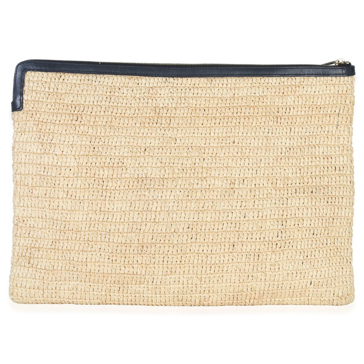 Celine Beige Raffia Sequin Logo Clutch Handbag bv