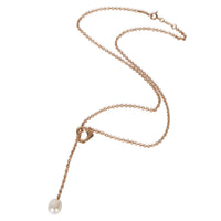 Rose Gold Pearl Elsa Peretti Open Heart Lariat Necklace