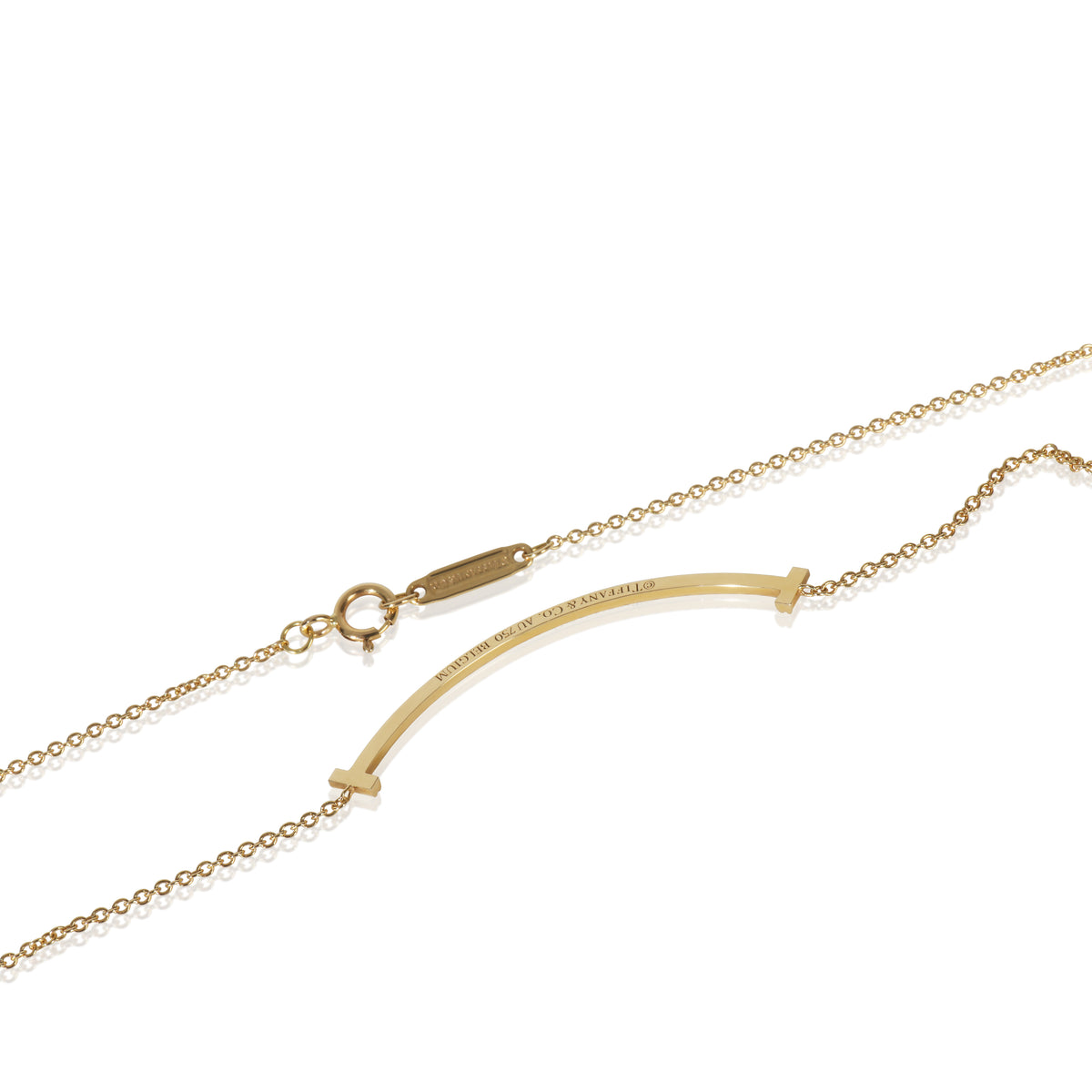 Tiffany & Co. Yellow Gold Diamond Small Model Tiffany T Necklace pv
