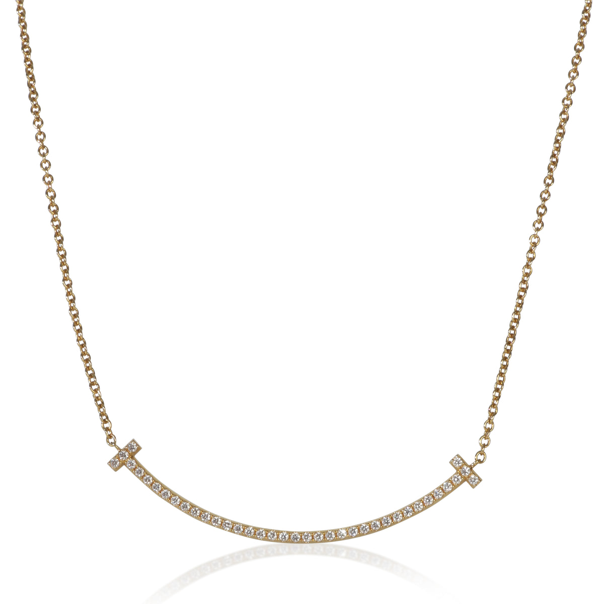 Tiffany & Co. Yellow Gold Diamond Small Model Tiffany T Necklace fv