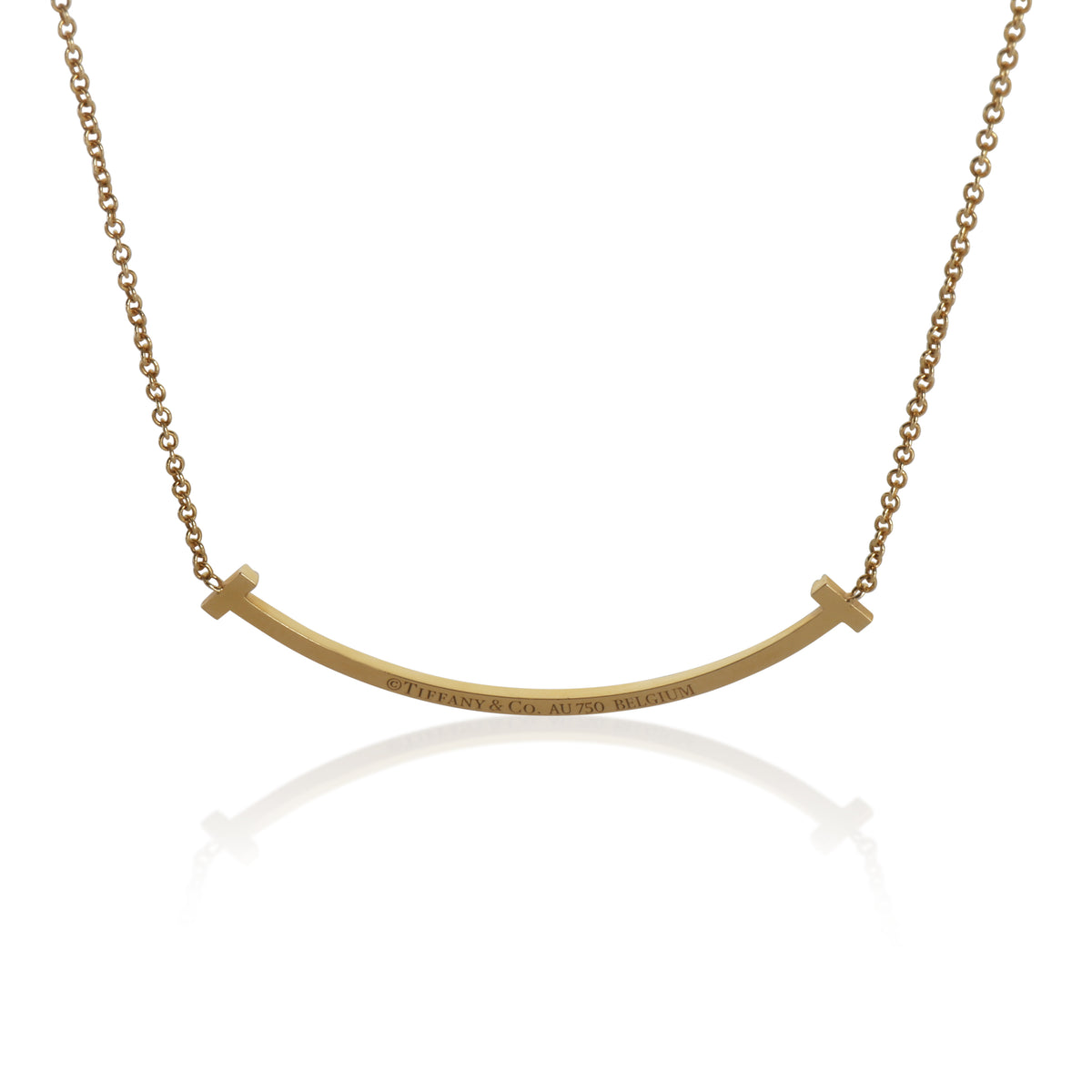 Tiffany & Co. Yellow Gold Diamond Small Model Tiffany T Necklace av