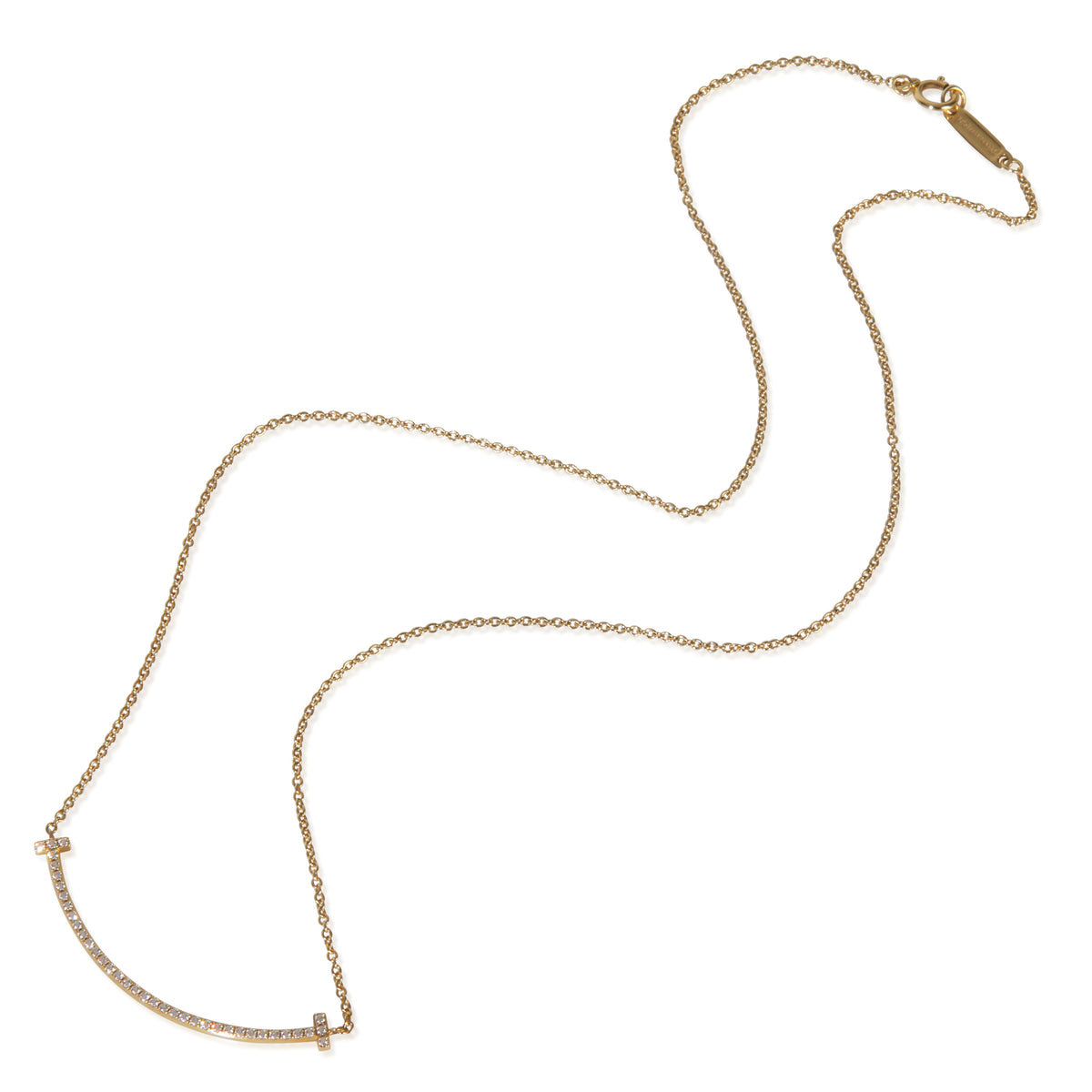 Yellow Gold Diamond Small Model Tiffany T Necklace