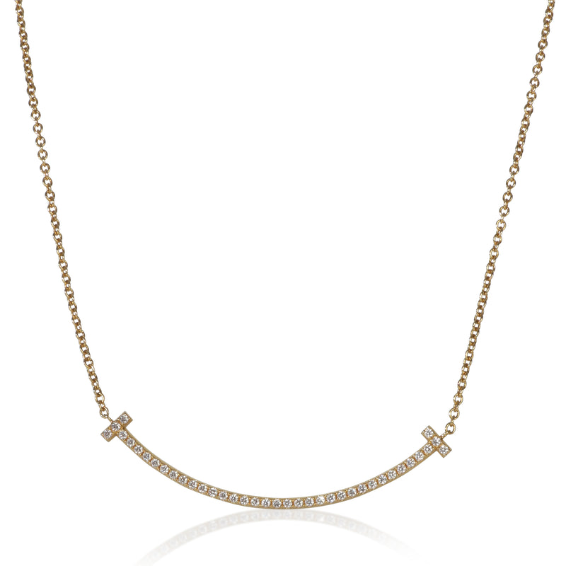 Yellow Gold Diamond Small Model Tiffany T Necklace