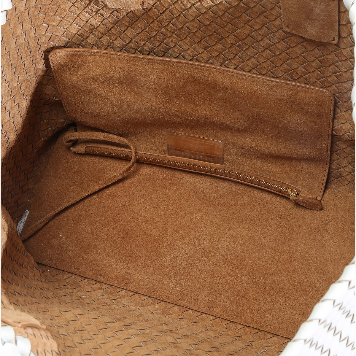 Bottega Veneta White Nappa Intrecciato Medium Cabat Handbag av