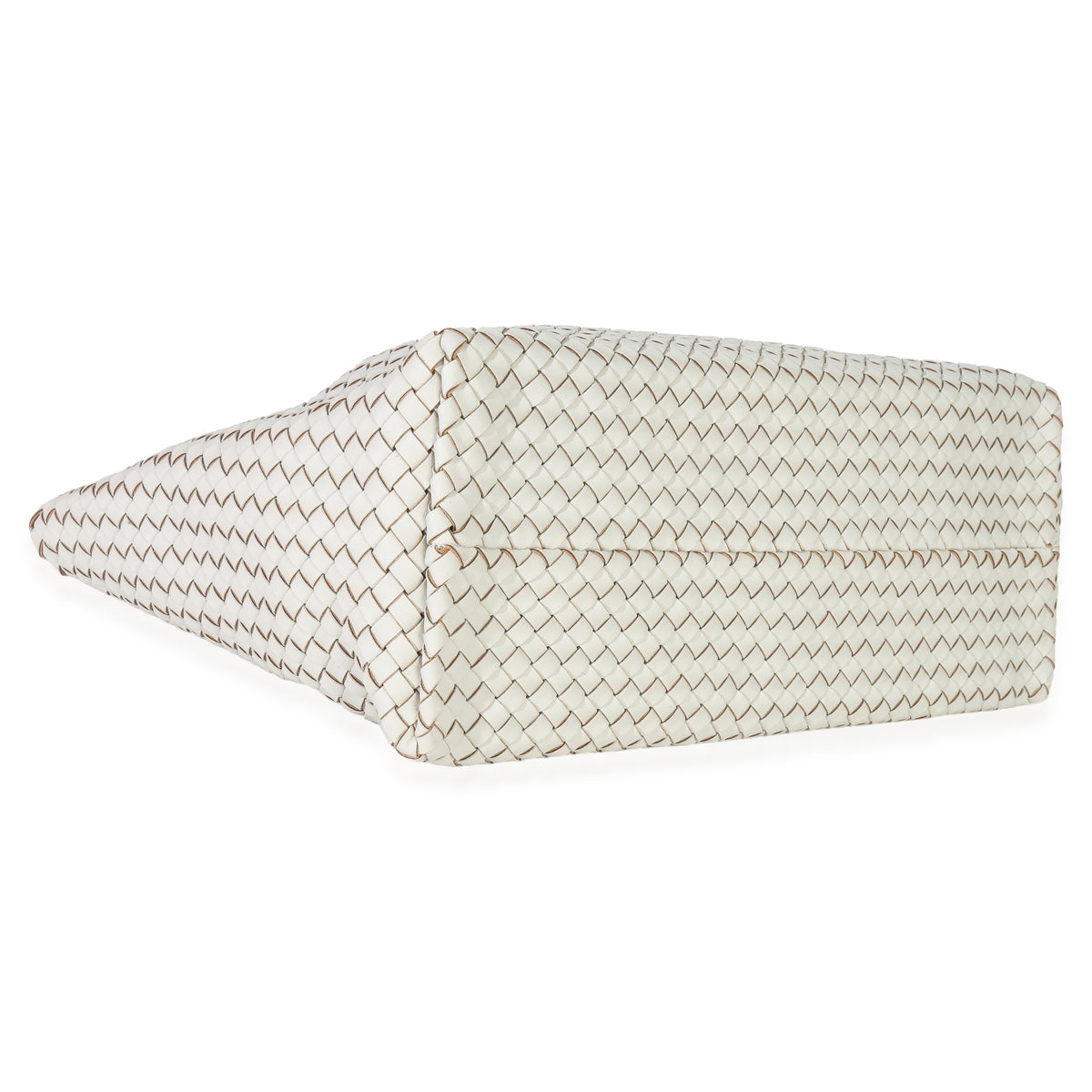 Bottega Veneta White Nappa Intrecciato Medium Cabat Handbag clasp