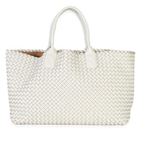 Bottega Veneta White Nappa Intrecciato Medium Cabat Handbag fv