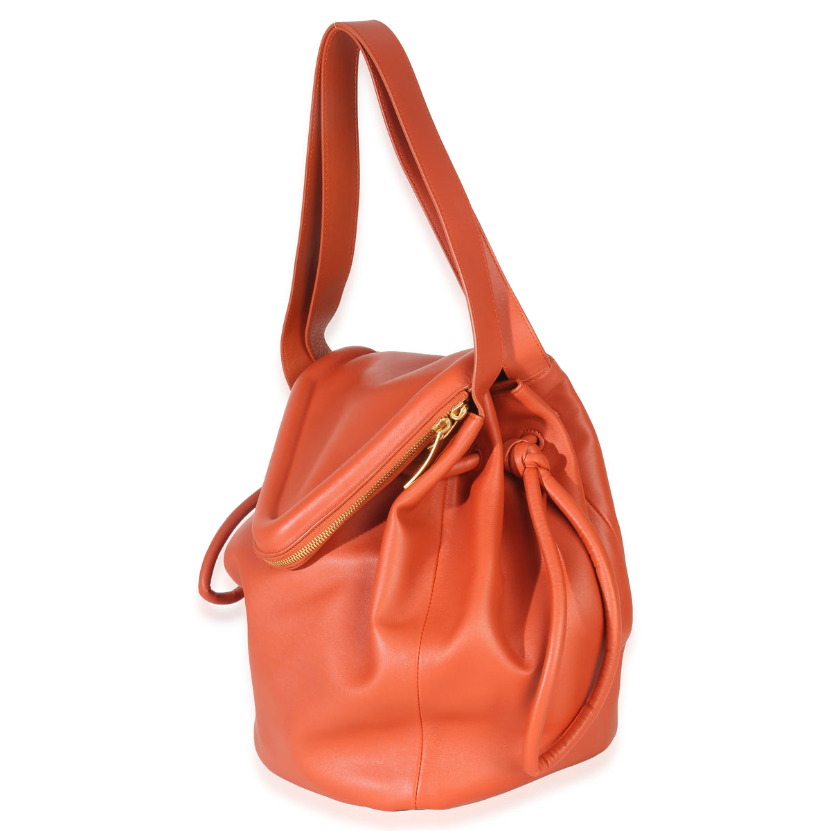 Bottega Veneta Orange Calfskin Beak Tote Handbag sv