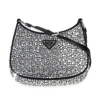 Black Satin Crystal Cleo Bag