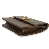 Chanel Vintage Gold Metallic Quilted Lambskin Extra Mini Square Flap Bag Handbag box