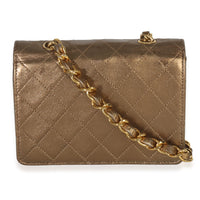 Chanel Vintage Gold Metallic Quilted Lambskin Extra Mini Square Flap Bag Handbag bv
