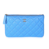 Chanel Blue Quilted Lambskin Small O Case Pouch Handbag id