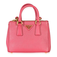 Pink Saffiano Lux Mini Galleria Double Tote