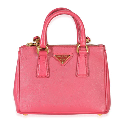 Pink Saffiano Lux Mini Galleria Double Tote