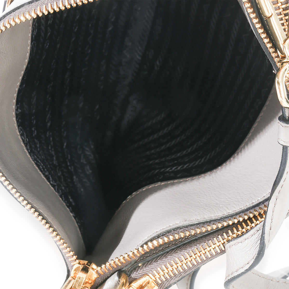 Prada Grey Calfskin Enameled Metal Triangle Crossbody Bag Handbag ad1