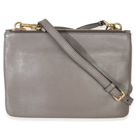 Prada Grey Calfskin Enameled Metal Triangle Crossbody Bag Handbag bv