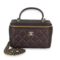 Chanel Burgundy Iridescent Quilted Lambskin Small Top Handle Vanity Case Handbag id