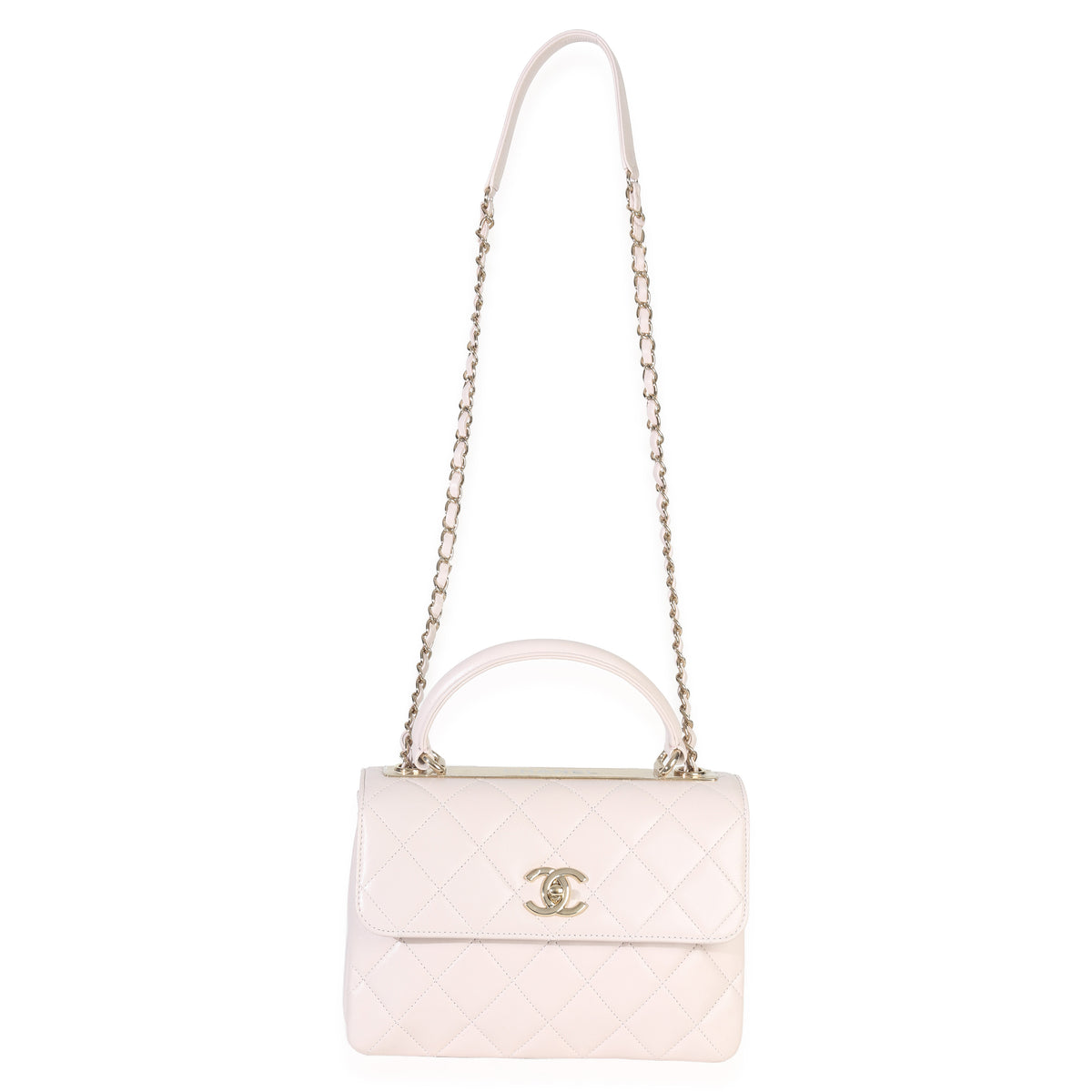 Chanel Pale Pink Quilted Lambskin Small Trendy Top Handle Bag Handbag av