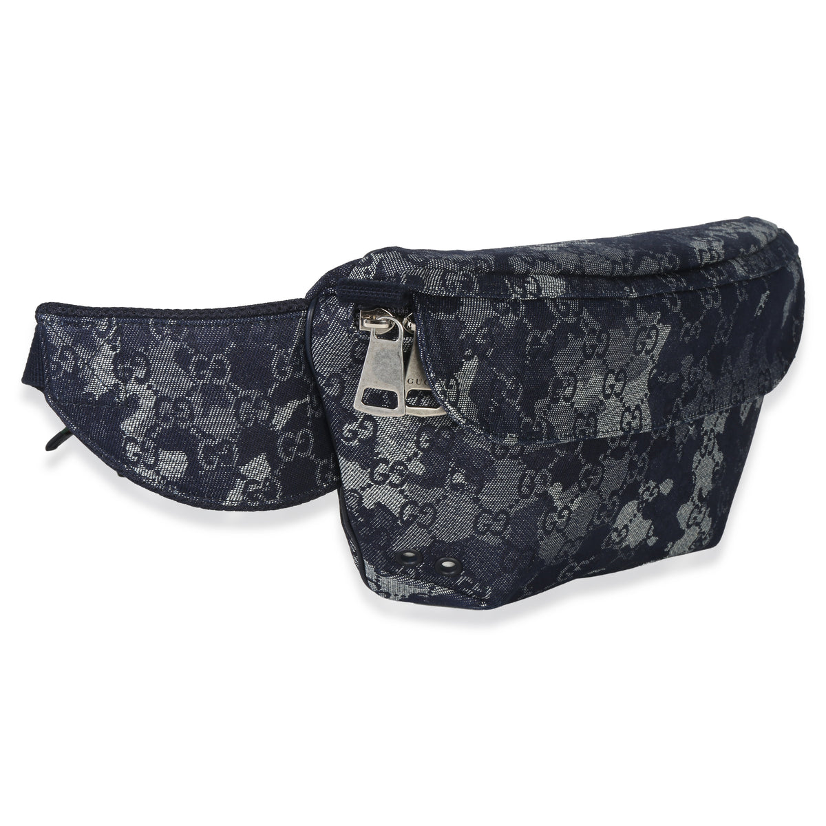 Gucci Navy GG Floral Canvas Belt Bag Handbag pv