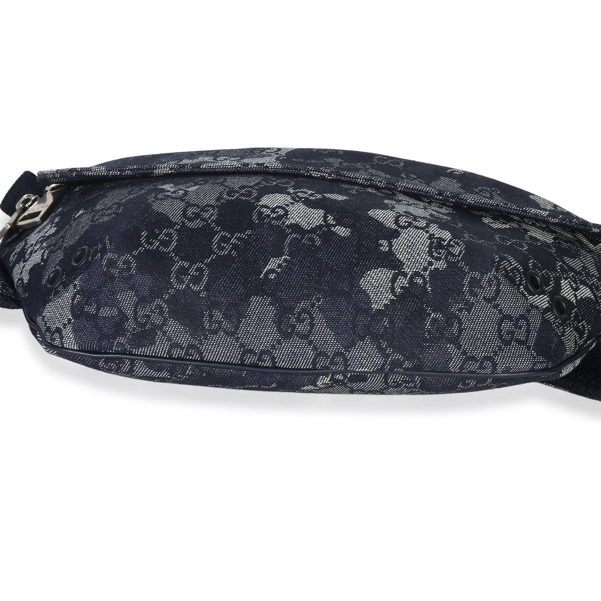 Gucci Navy GG Floral Canvas Belt Bag Handbag stamp
