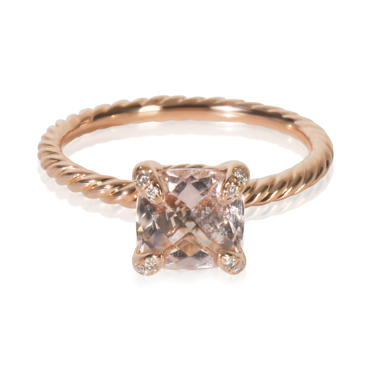 David Yurman Rose Gold Morganite and Diamond Chatelaine Ring fv