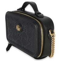 Gucci Black GG Star Embossed Calfskin Mini GG Chain Bag Handbag sv