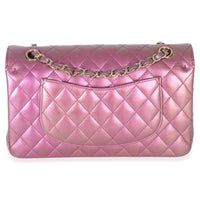 Chanel Dark Pink Iridescent Quilted Lambskin Medium Classic Double Flap Bag Handbag bv