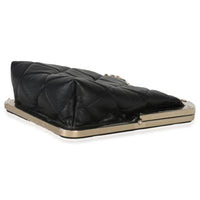 Chanel Black Quilted Lambskin CC Frame Clutch With Chain Handbag box
