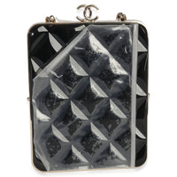 Chanel Black Quilted Lambskin CC Frame Clutch With Chain Handbag bv