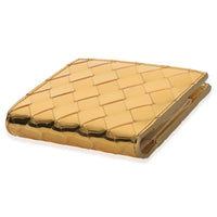 Bottega Veneta Gold Metallic Intrecciato Bi Fold Wallet Handbag box