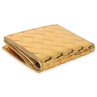 Bottega Veneta Gold Metallic Intrecciato Bi Fold Wallet Handbag clasp