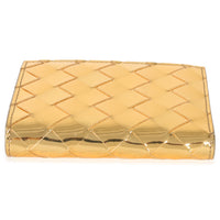 Bottega Veneta Gold Metallic Intrecciato Bi Fold Wallet Handbag stamp