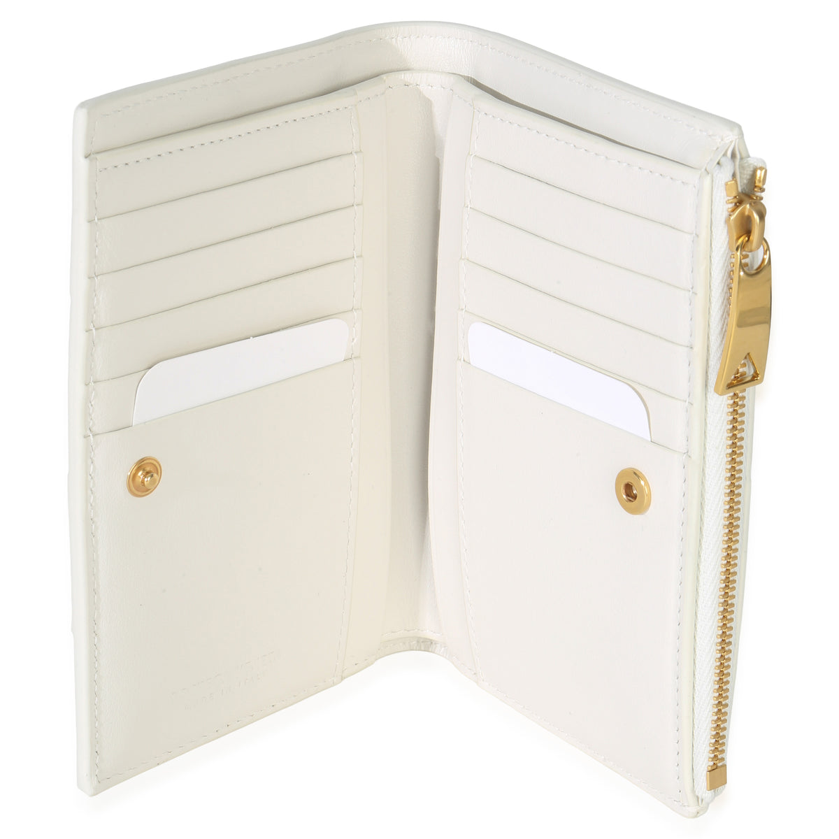 Bottega Veneta White Nappa Maxi Intrecciato Zip Around Wallet Handbag av