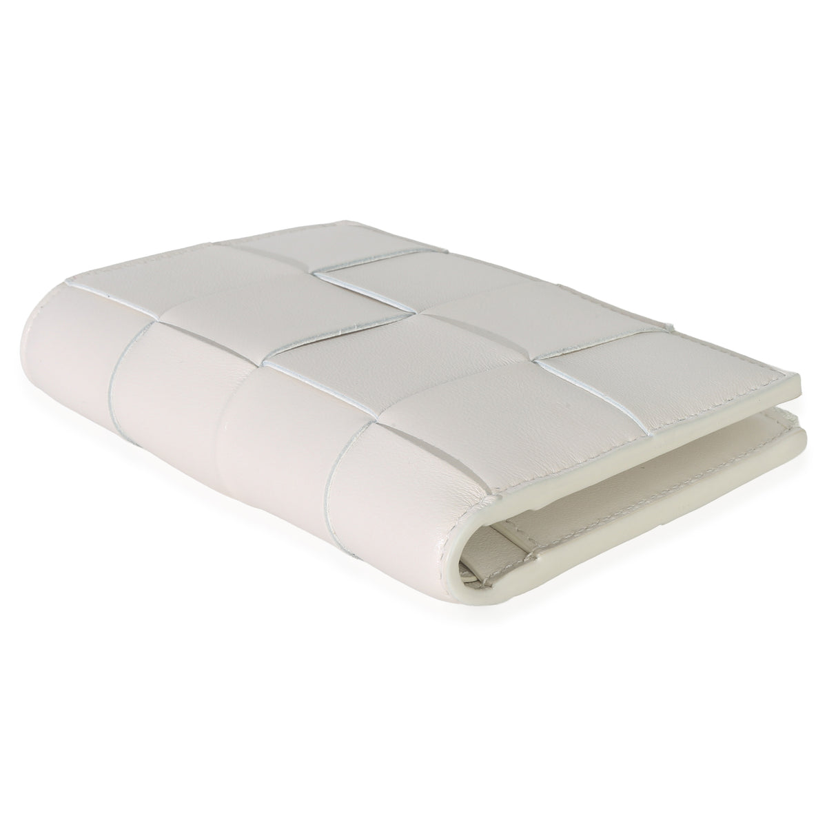 Bottega Veneta White Nappa Maxi Intrecciato Zip Around Wallet Handbag box