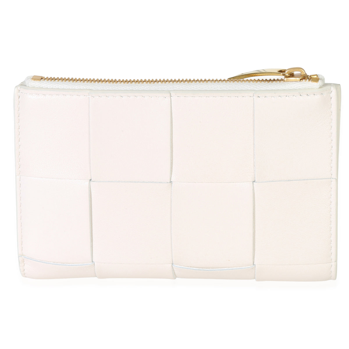 Bottega Veneta White Nappa Maxi Intrecciato Zip Around Wallet Handbag bv