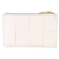 Bottega Veneta White Nappa Maxi Intrecciato Zip Around Wallet Handbag bv