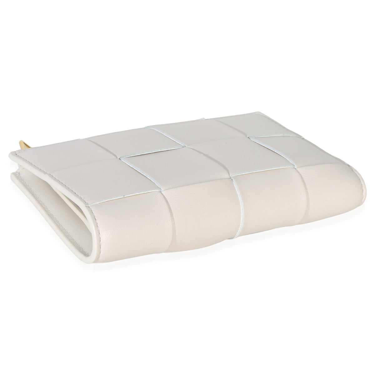 Bottega Veneta White Nappa Maxi Intrecciato Zip Around Wallet Handbag clasp