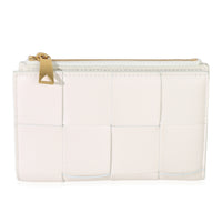 Bottega Veneta White Nappa Maxi Intrecciato Zip Around Wallet Handbag fv