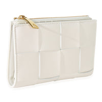 Bottega Veneta White Nappa Maxi Intrecciato Zip Around Wallet Handbag pv