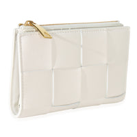 Bottega Veneta White Nappa Maxi Intrecciato Zip Around Wallet Handbag pv