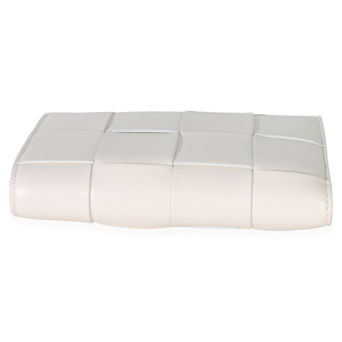 Bottega Veneta White Nappa Maxi Intrecciato Zip Around Wallet Handbag stamp