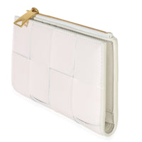 Bottega Veneta White Nappa Maxi Intrecciato Zip Around Wallet Handbag sv