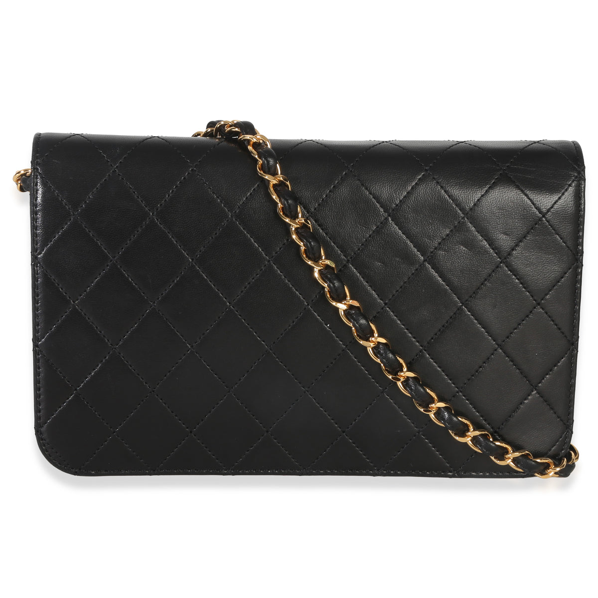 Chanel Vintage 24k Black Quilted Lambskin Full Flap Bag Handbag bv