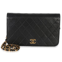 Chanel Vintage 24k Black Quilted Lambskin Full Flap Bag Handbag fv